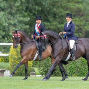 Robert and Sarah Walker on the Champion and Reserve Hacks Parkgate Royal Visit William and Forgelands Hydepark. Photograph by Boots and Hooves Photography
