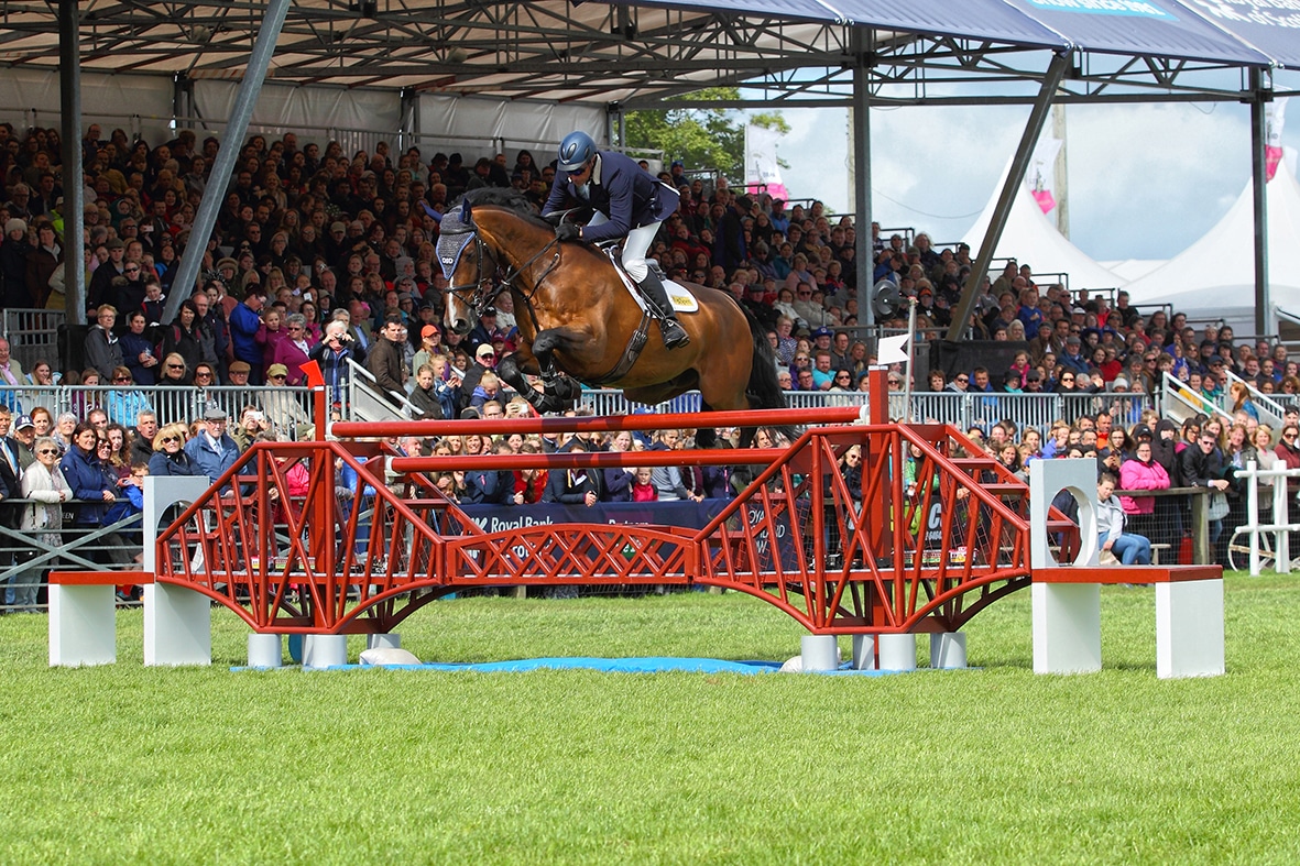 Mystic Hurricane winning the Grand Prix at the Royal Highland Show ridden and owned by Keith Shore smaller